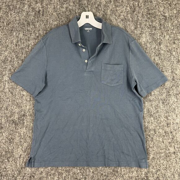Lands End ‎ Polo Shirt Medium Men Traditional Fit Slate Blue Business Casual - Picture 1 of 8